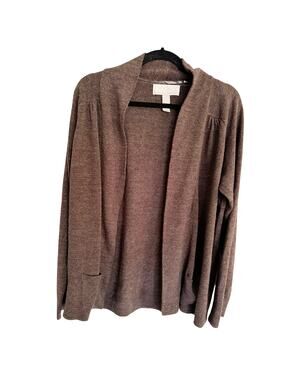 Carolyn Taylor, XXL, Brown Open Knit Cardigan, Pockets, Lightweight, Academia